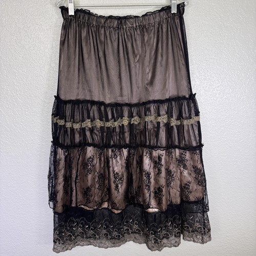 Pegasus Rock Damen 1X Seide Spitze Overlay Stufen Midi Whimsigoth Romantisch Boho - Bild 2 von 9