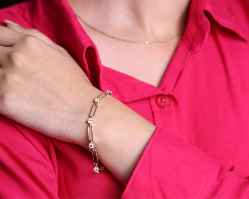 14K Yellow Gold 1.60 Ct Round Lab Grown Diamond Women's Station Tennis Bracelet - Picture 4 of 13