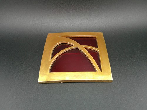 GOLD Saturn 3.25" Square Emblem Badge Sky Logo Design Classic Genuine Rear - Picture 4 of 11