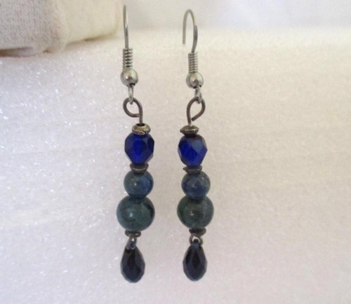 3 PC Set Necklace Earrings Bracelet Greens & Blue Acrylic Beads - Picture 3 of 7