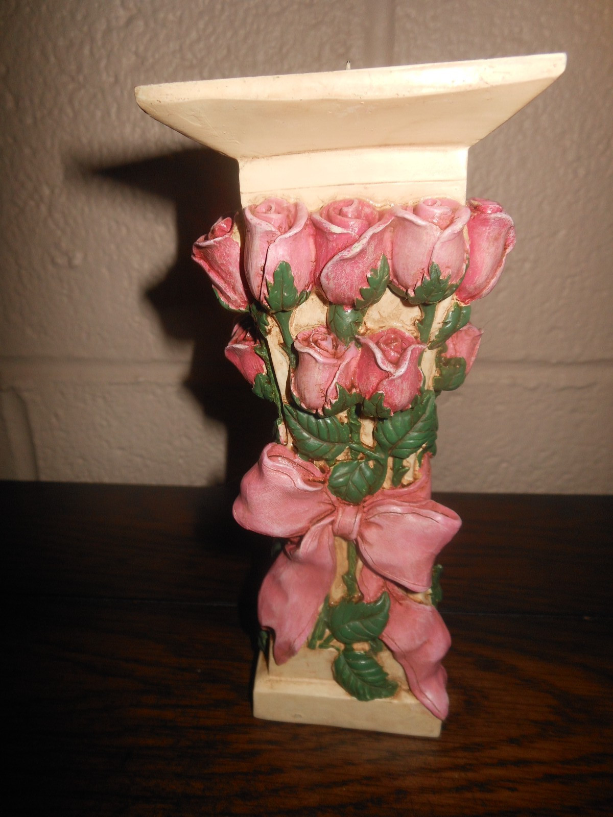 Pink Grean Floral Rose Heavy Pillar Resin