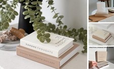 Beautiful Bathroom Decor Books Set of 2 Modern Books for Your Bath Oat-Beige