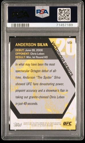 2009 Topps UFC Round 1 Victorious Debuts Anderson Silva Rookie RC #VD1 PSA 9 - Picture 2 of 2