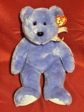 Vintage Ty Beanie Buddies CLUBBY II the Bear Plush Toy, 1999 Light Blue