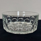 Saint Gobain Pressed Glass Serving Bowl 22cm Diameter Thumbprint & Flower 1980s