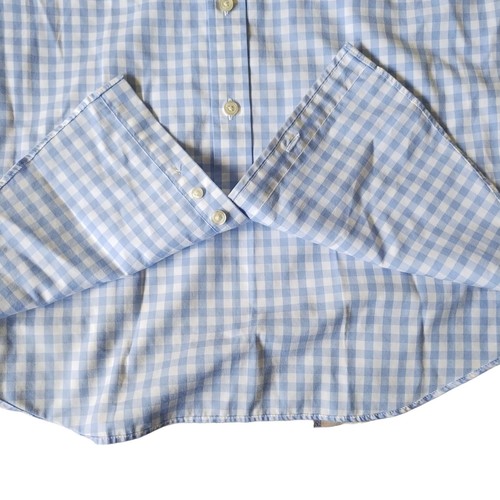 Charles Tyrwhitt Shirt Mens Medium Blue Gingham Slim Fit Business Casual Pocket - Picture 6 of 15
