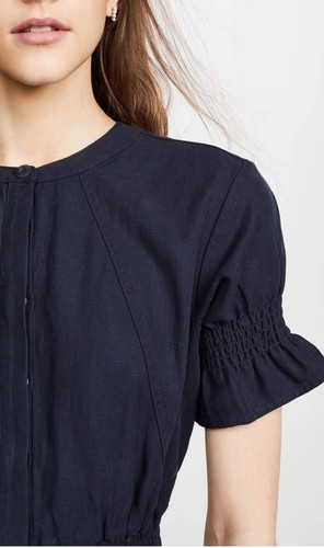 Joie Fritzie Jumpsuit All In One Romper Linen Cotton Blend Sea Blue L UK 12-14 - Picture 4 of 19