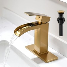 Waterfall Bathroom Faucet Gold - Single Handle Sink Faucets Bathroom 1 Hole O...