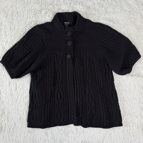 Suéter Style & Co Negro Manga Corta Tres Botones Abierto Para Mujer Talla Grande - Imagen 3 de 24