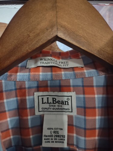LL Bean Faltenfreies Button Down Hemd Langarm Kariert Herren Large L Reg - Bild 2 von 6