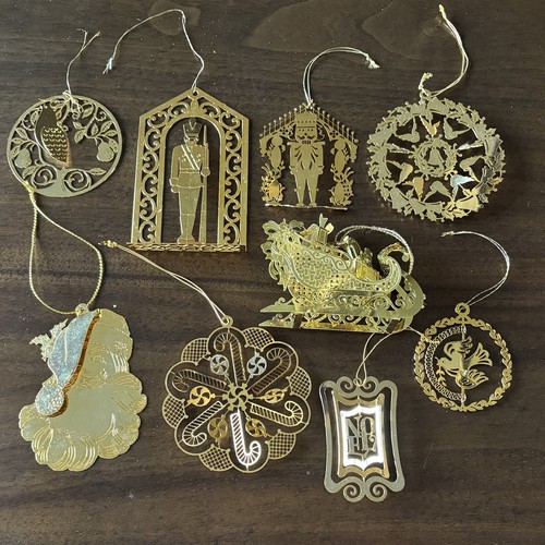 Vintage 9 Stck. Gans Teich Ornament Erbstück Sammlerstück 24k Weihnachten Santa Taube Süßigkeiten - Bild 1 von 17