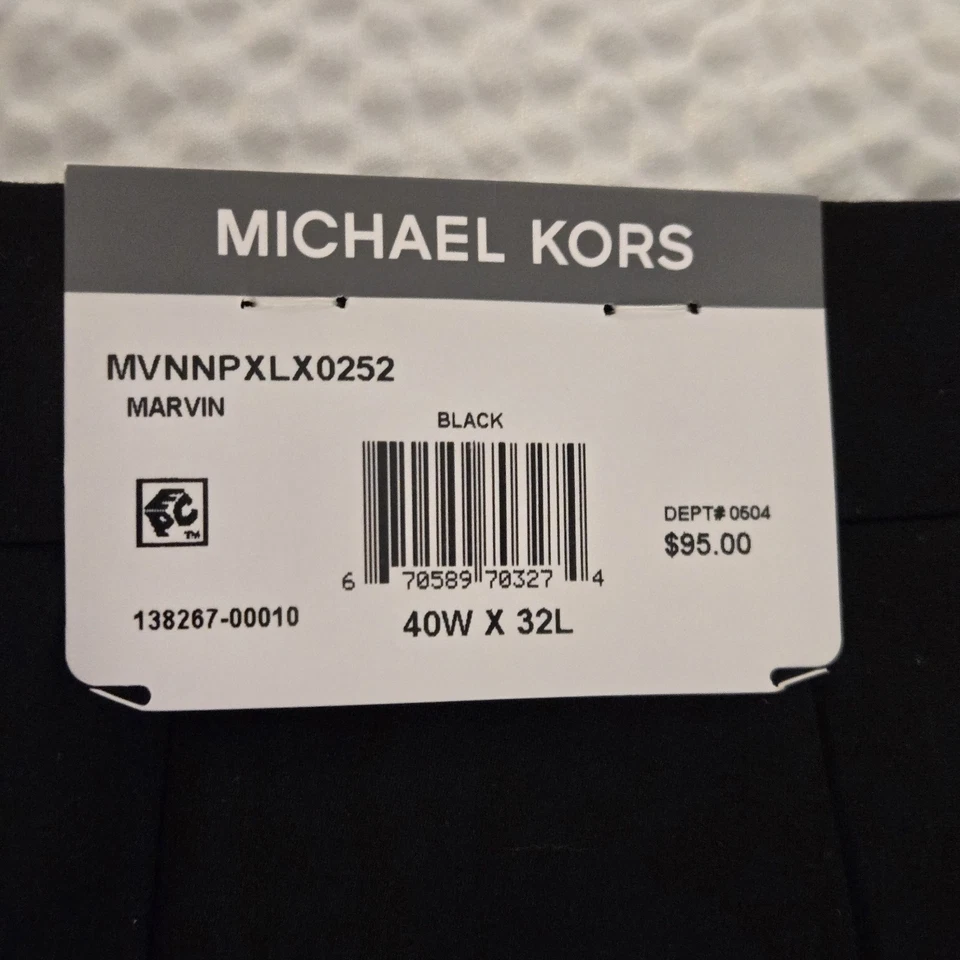 Pantalones de vestir clásicos Michael Kors para hombre Marvin pantalones negros 40x32 (medida 40x27) Foto 4 de 4