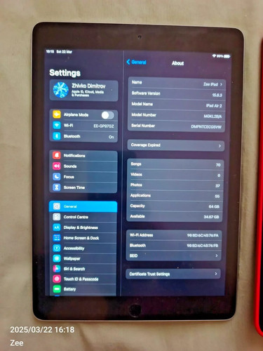 Apple iPad Air 2 64 GB 9,7 pulgadas iPadOS 15.8.1 - Imagen 1 de 6