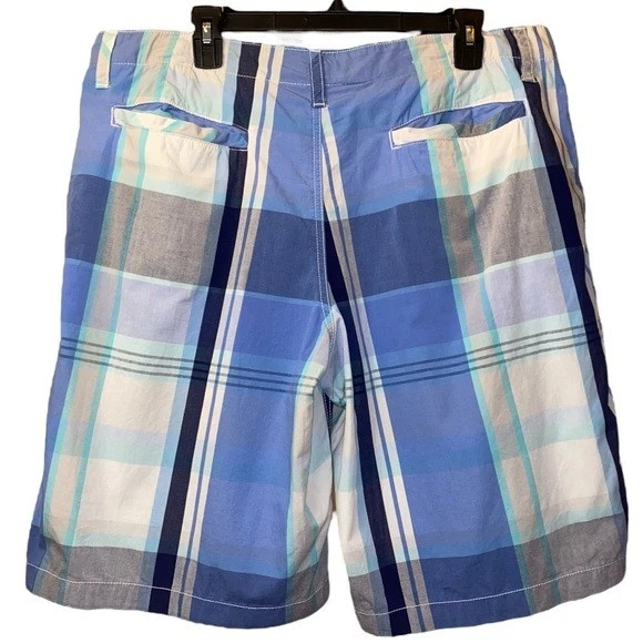 男式 Russell Simmons 休闲美国经典蓝色格子大声高尔夫短裤 - 尺寸 36 — 第 3/4 张图片