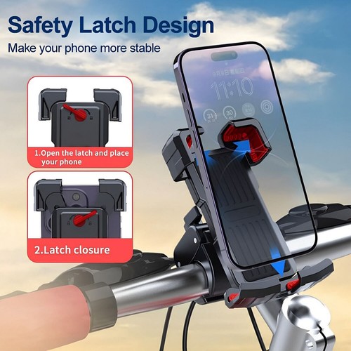 Silicone Cell Phone Holder Mount Kit For Motorcycle Bike Handlebar Bicycle MTB - Photo 4 sur 13