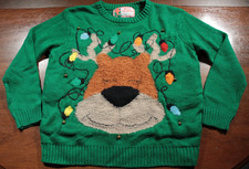 Reindeer Jingle Bells Christmas Sweater S Merry Christmas Green Holiday