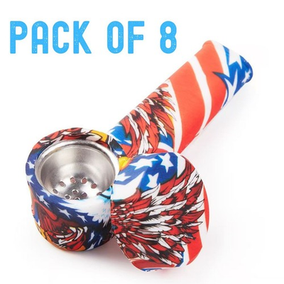 #ad Pack of 8 3.5quot; Silicone Tobacco Smoking Pipe with Lid Eagle Hand Pipes Bowl $20.89