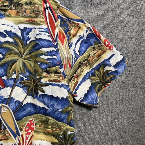 Hilo Hattie Button Up Hawaiian Shirt Men’s Sz XL Surf Board Palm Tree - Picture 3 of 18