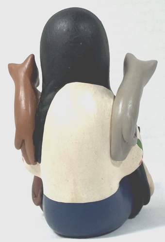 Peruvian Folk Art Pottery Storyteller Indigenous Woman Cat Peru Made 4.5" H Vtg - Picture 3 of 5