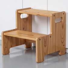 Wooden Step Stool,Two Step Stool for Kids,Toddler Montessori Stool Supports 3...