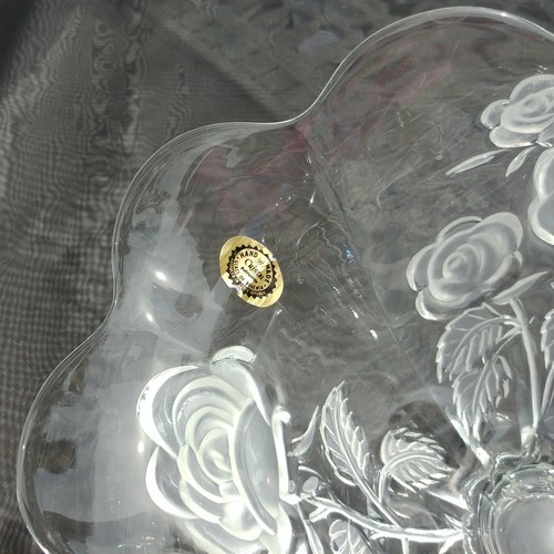 Vintage CRISTAL Czech Republic Bohemian Crystal Fan-Shaped CENTERPIECE BOWL 13x7 - Picture 6 of 10