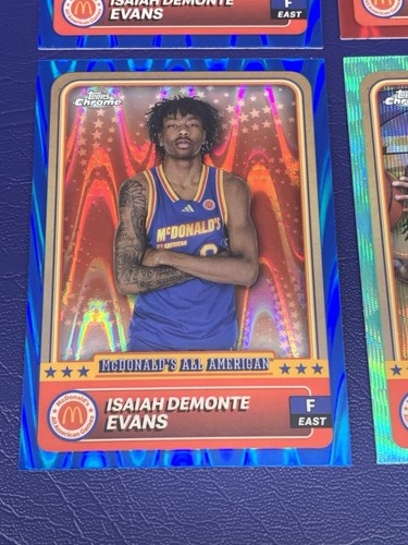 2024 Topps Chrome ISAIAH DEMONTE EVANS McDonald's Basketball Lava Aqua Wave DUKE - Picture 5 of 6