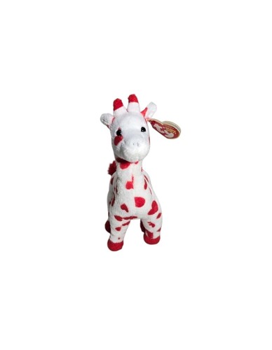 Ty Beanie Baby Smoothie Giraffe weiß mit roten Herzen 2008 mit Etikett unten lesen - Bild 4 von 6