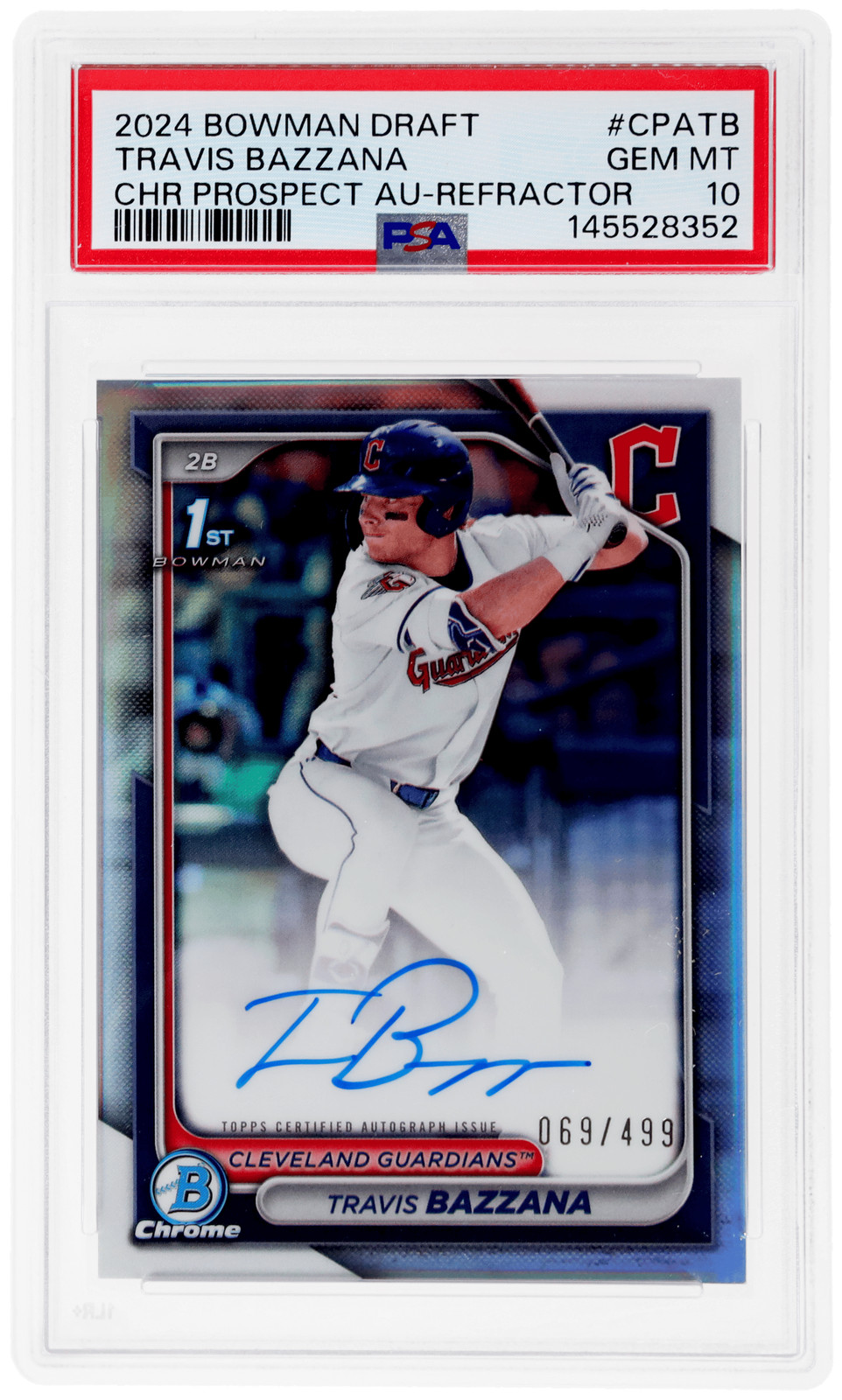2024 Bowman Draft Travis Bazzana Chrome Auto Refractor #CPATB /499 PSA 10