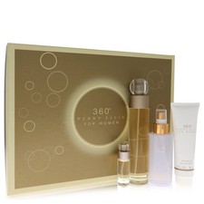 Perry Ellis 360 Perfume 3.4 OZ EDT + 4 oz Body Mist + 3 OZ S/Gel +.25 Mini EDT