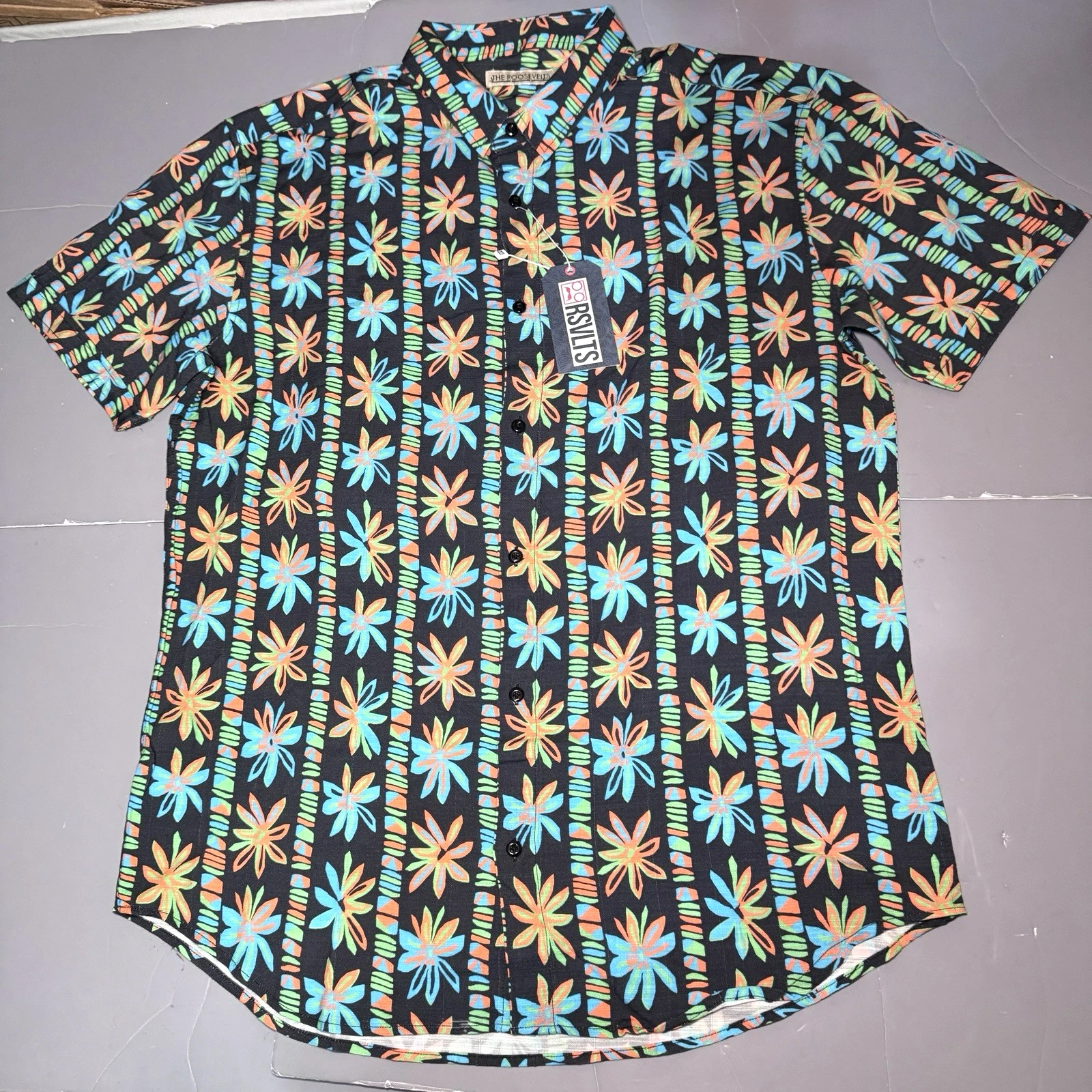 RSVLTS Roosevelts Shirt XL Bamboo Hermosa Floral Button Shirt Short Sleeve New