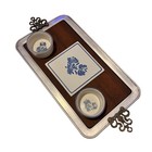 VTG Pfaltzgraff Yorktowne Serve Cheese & Crackers Tray Appetizer Tray Handles