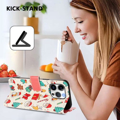 For Motorola Infinix Christmas Gift Card Wallet Case Bag Flip Stand Phone Cover - Picture 3 of 13