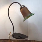 Vintage Tiffany Style Lily Pond Amber Green Light Desk Table Lamp 15 Inch