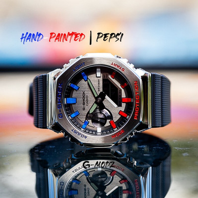 Limited to 10 | Artist Hand Painted G-SHOCK GM-2100 Pepsi Steel
