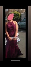 Prom/bridesmaid Dress Size 12  Burgundy/Purple Colour With Bead Detailing