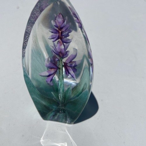 Mats Jonasson Maleras Etched Crystal Purple Iris 3D - Picture 2 of 8