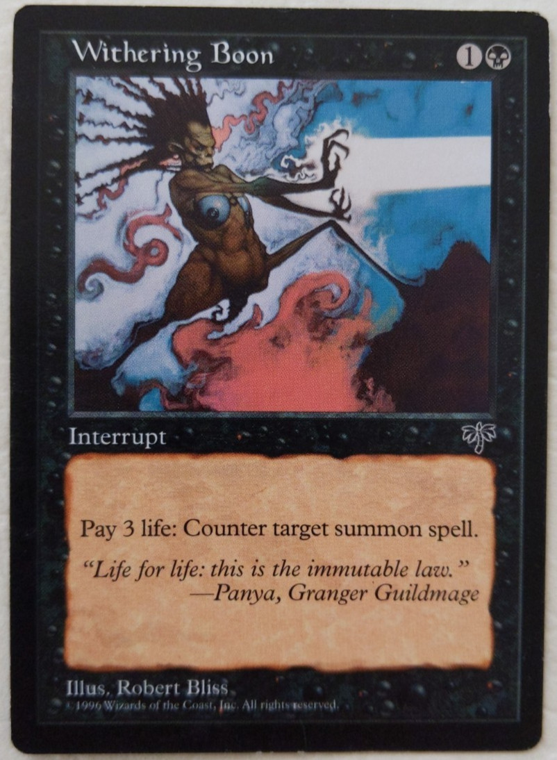 MTG Withering Boon | Mirage | LP + | Commander | Only Printing | Vintage |