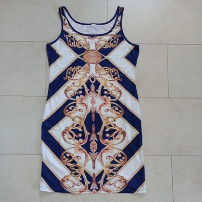 Träger-Kleid Gr.L Mehrfarbig Rundhals..Ärmellos Muster-Mix Stretch