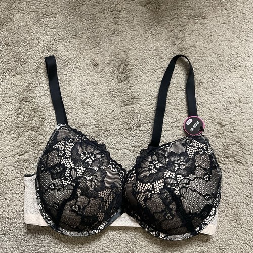 NWT Rene Rofe Underwire Push Up T-Shirt Balconette Bra Women Size 36D Black Lace - Picture 8 of 10