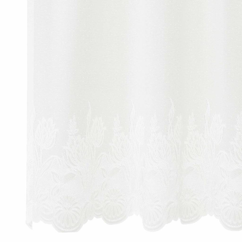 Gardine weiß Polyester transparent geblümt 150 x 100 cm Spitze Fenster Panel Maschinenwäsche - Bild 5 von 11