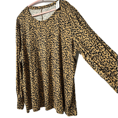 Lane Bryant Top Blouse Women’s 4XL 26/28 Animal Print Leopard Long Sleeve NWT - Picture 1 of 6
