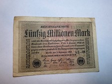 Germany 50 Million Mark 1924 Circulated Banknote Collectible World Paper Money