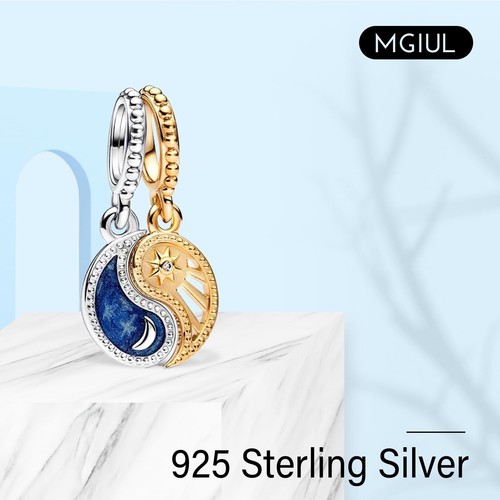 Zweifarbig Teilbar Sonne & Mond Baumeln Charm Perlen für Frauen Armbänder Halsketten - Bild 2 von 6