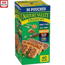 Granola Bars Variety Pack Oats Honey Peanut Butter Dark Chocolate 60 Snacks New