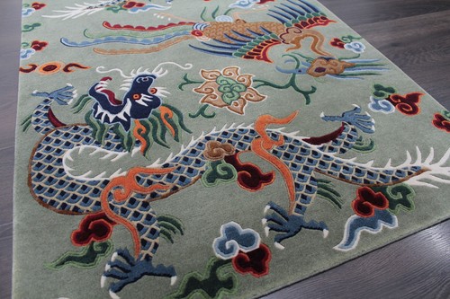 Antique Hand Knotted Tibetan Dragon Rugs 3x6 ft Home Decor Rugs - Picture 2 of 3