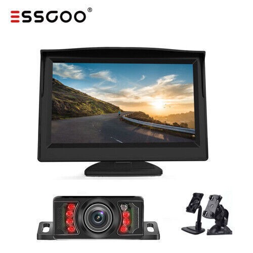 ESSGOO Auto HD Nummernschild Funk Kabellos Rückfahrkamera Mit 5 Zoll LCD Monitor - Bild 1 von 12
