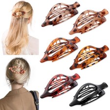6 Packs Flat Claw Clips for Women, French Tortoise Shell Flat Hair Clip, Matte H