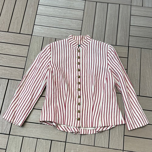 Vintage Lauren Ralph Lauren red and off white striped high neck military jacket - Picture 8 of 11