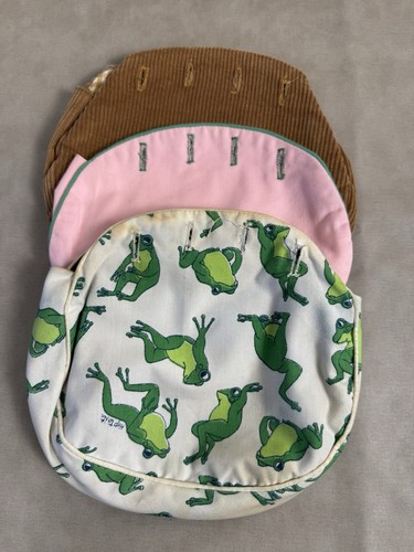 Lot 3 Vintage Bermuda Bag Covers Frogs Reversible to Blue Preppy Pink & Corduroy
