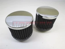 Push-In Valve Cover Breather Set 3" Black Washable 1-1/4" Holes Chevy Ford Mopar